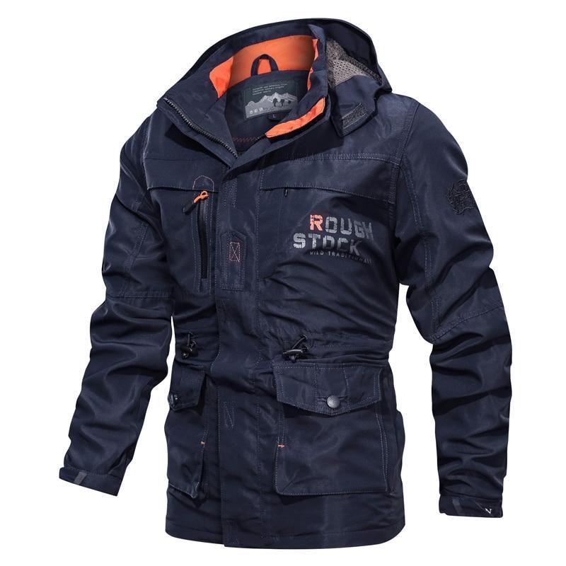 Cross-border  jacket men's mid-length casual outdoor hooded plus size jacket men's jacket spring and autumn