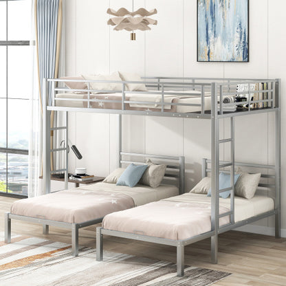 Full Over Twin Twin Size Bunk Bed With Built-in Shelf