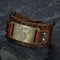 Asgard Crafted Leather Buckle Arm Cuff With Fenrir Design