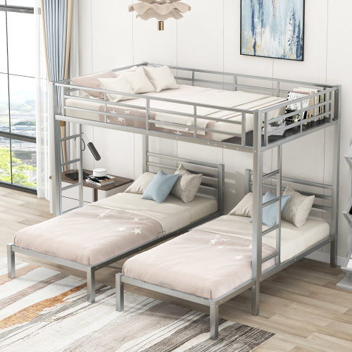 Full Over Twin Twin Size Bunk Bed With Built-in Shelf